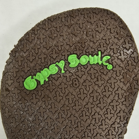 GYPSY SOULE Brown Flip-flops Turquois Copper Crystal Rhinestone Metallic size 8 - Picture 10 of 11